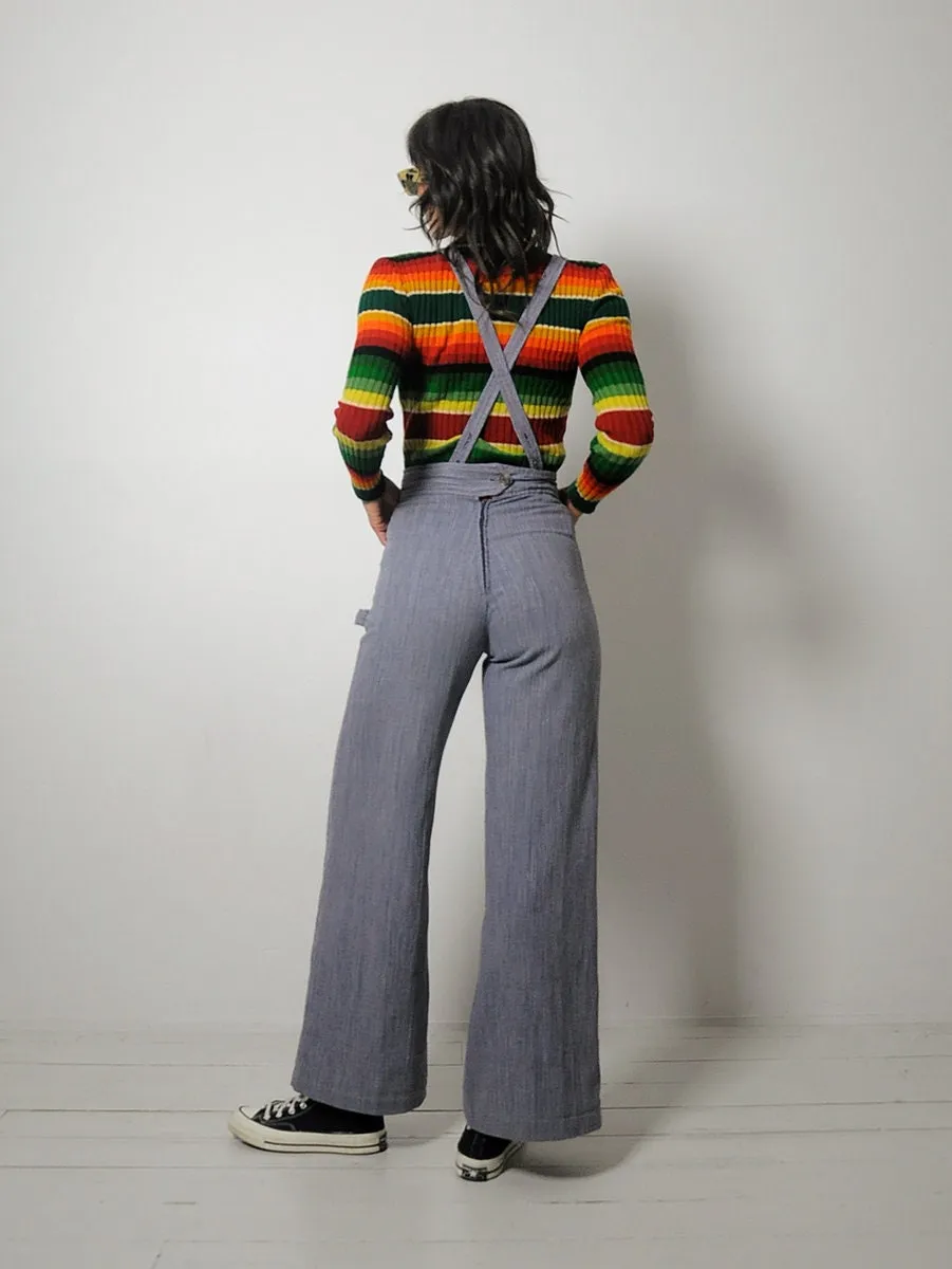 1970's Hickory Stripe Overall Jumpsuit