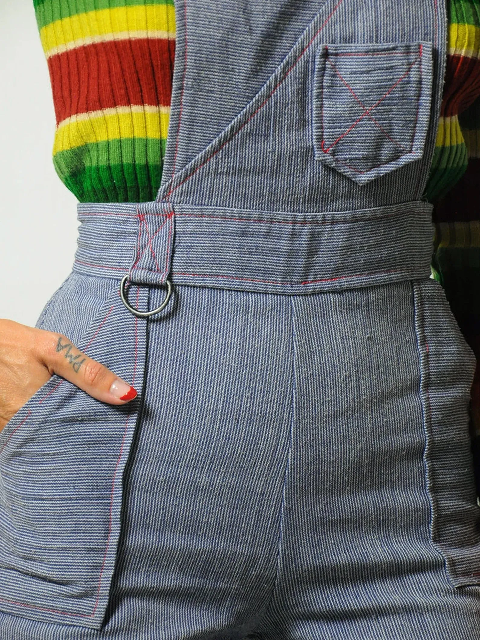 1970's Hickory Stripe Overall Jumpsuit