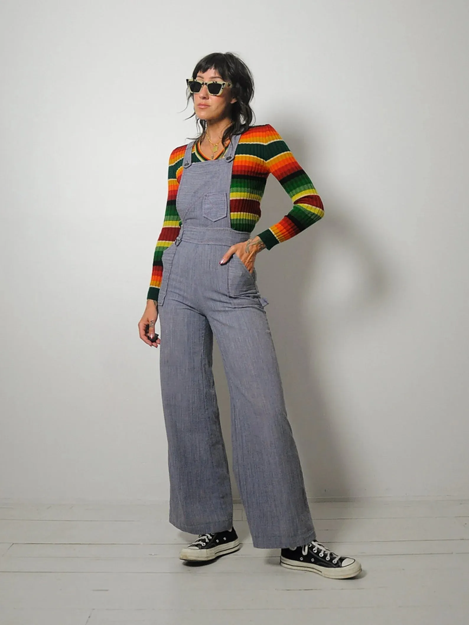 1970's Hickory Stripe Overall Jumpsuit