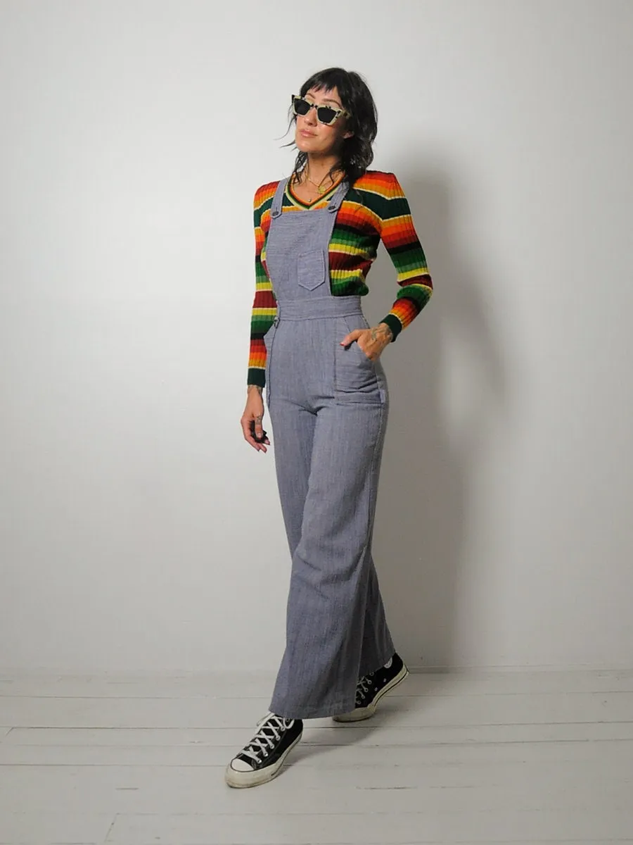 1970's Hickory Stripe Overall Jumpsuit