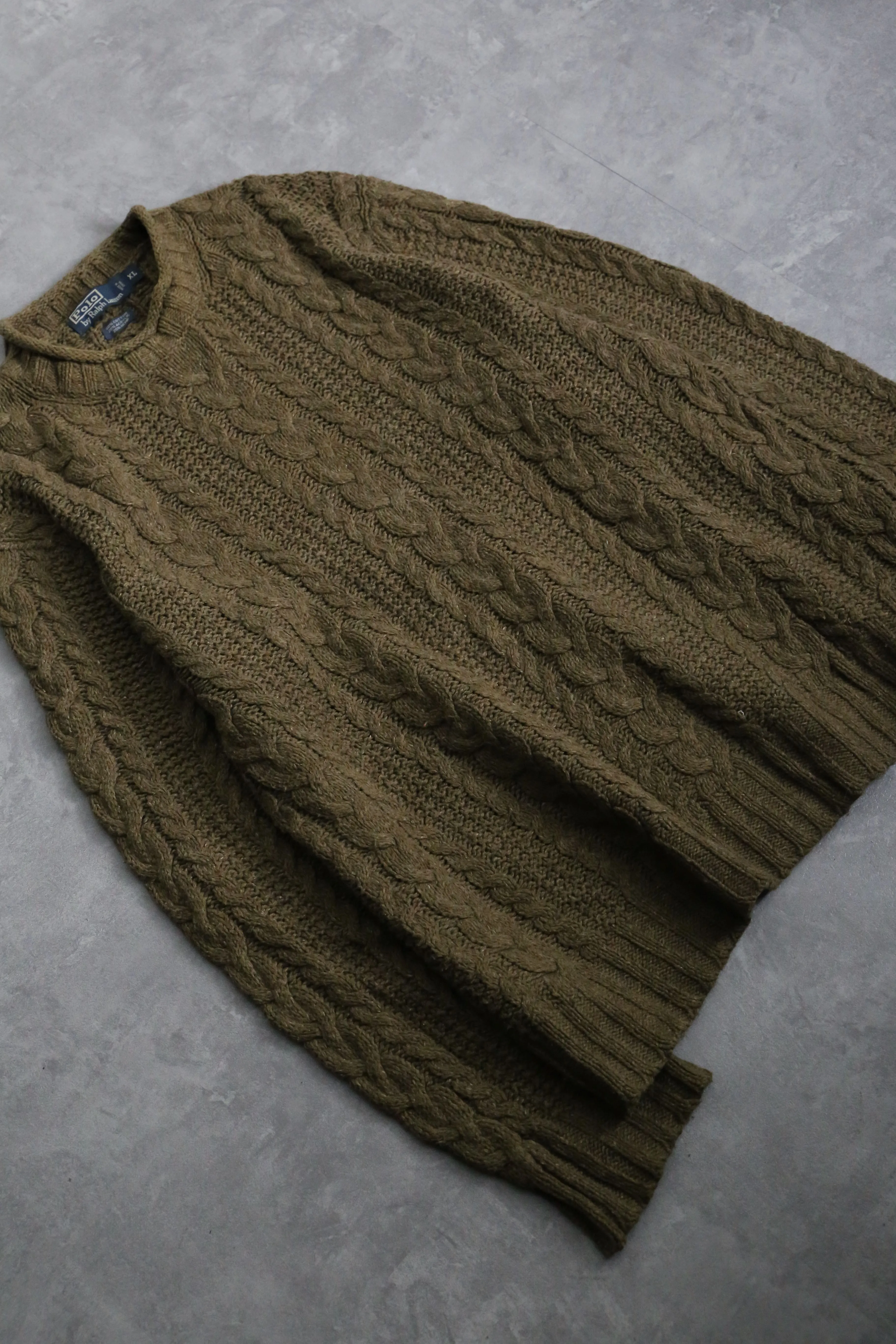 1990s Polo by RL roll neck aran sweater