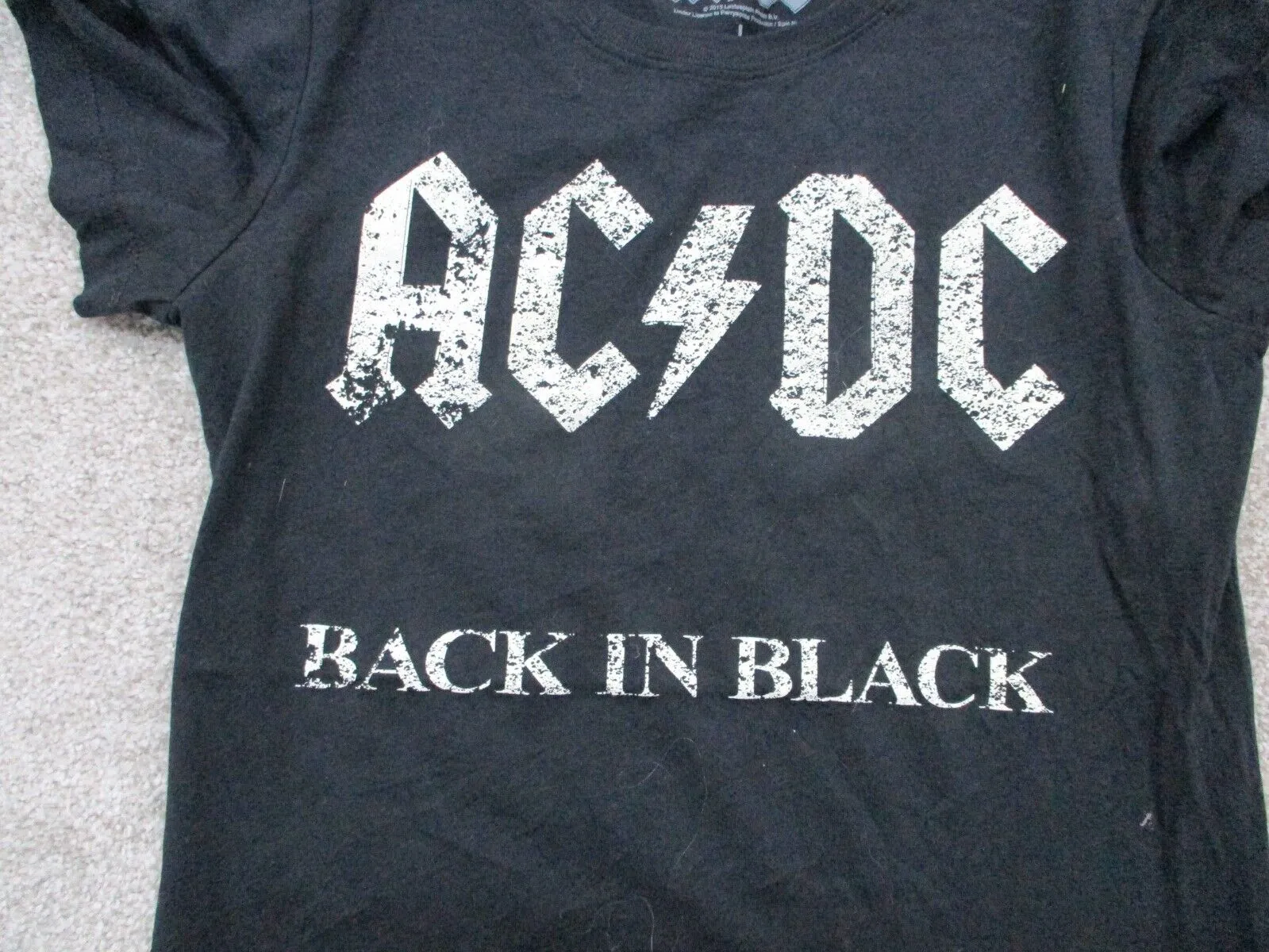 AC DC Back In Black Men T Shirt Short Sleeve Crew Neck Solid Black Size Large