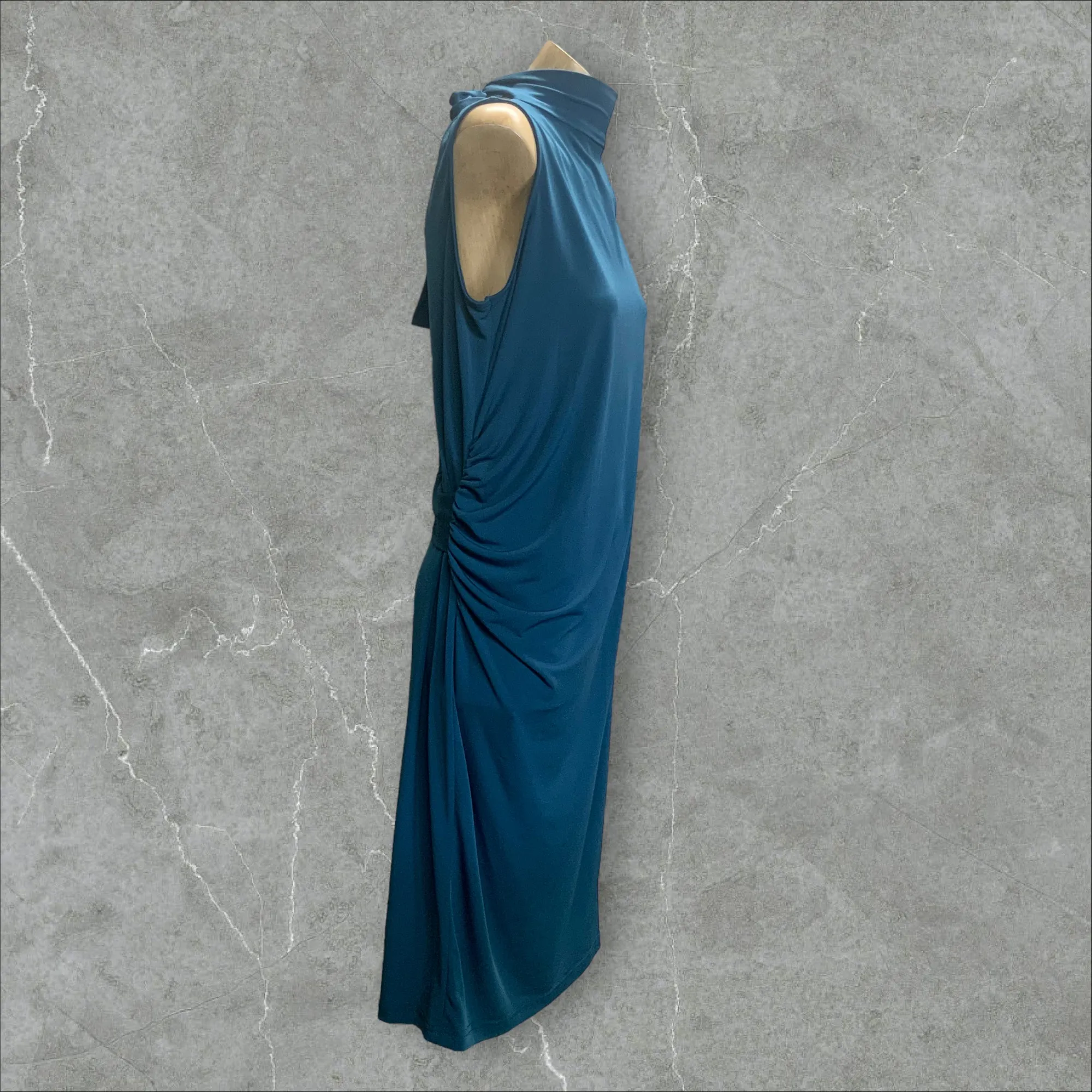 ASOS Maternity Teal Ruched Bodycon Dress With High Neck And Wrap Back - Size 12