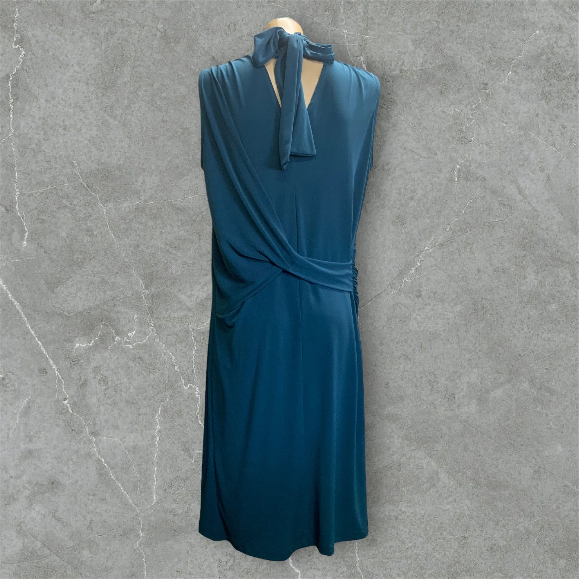 ASOS Maternity Teal Ruched Bodycon Dress With High Neck And Wrap Back - Size 12