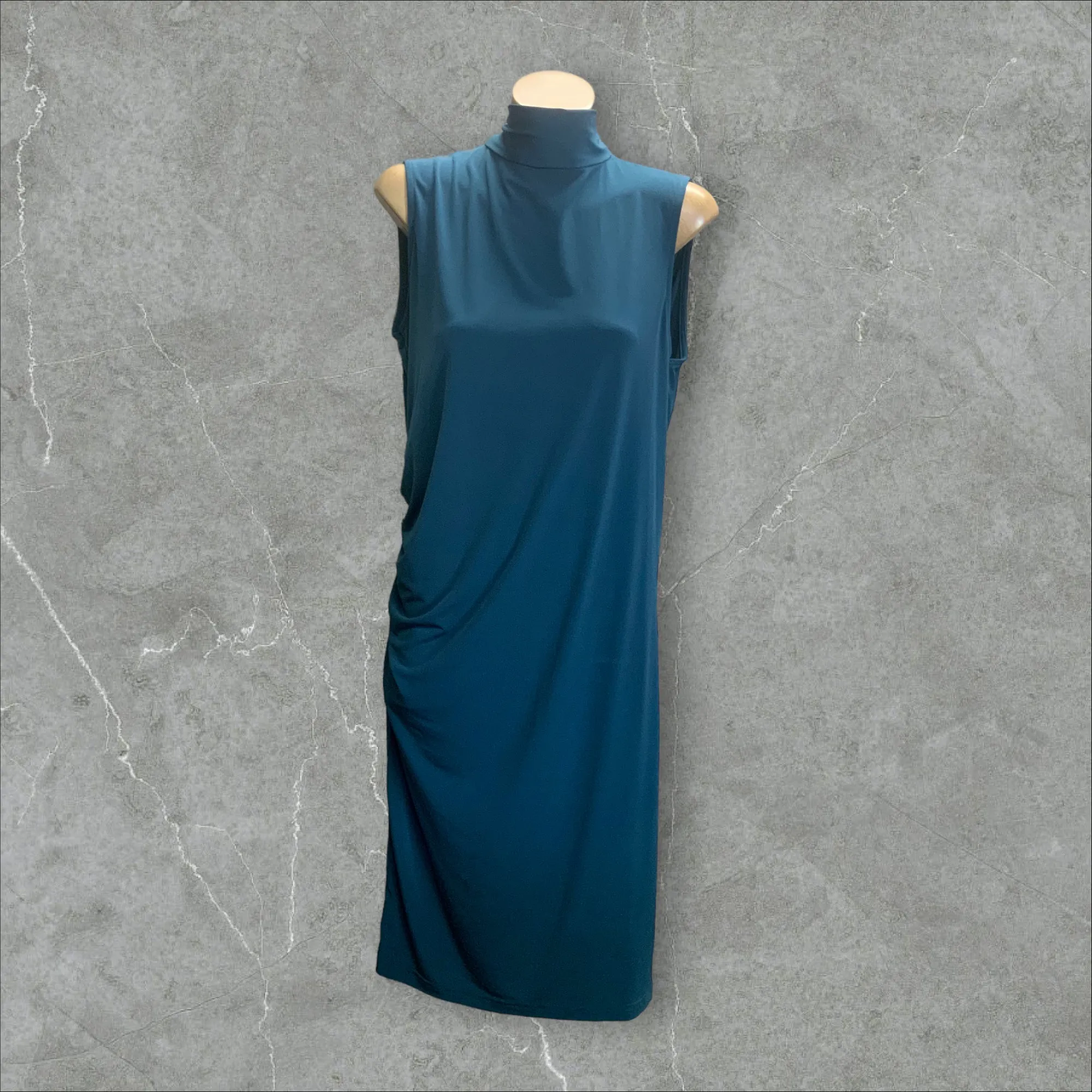 ASOS Maternity Teal Ruched Bodycon Dress With High Neck And Wrap Back - Size 12