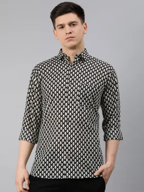 Black Cotton Full Sleeves Shirts For Men-Mmf0227