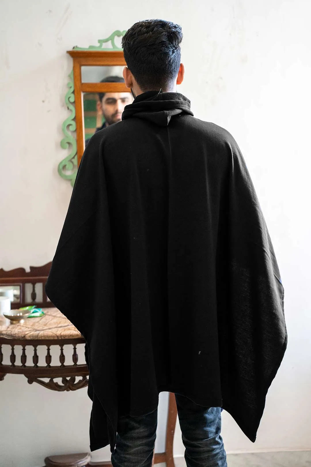 Black Poncho Hoodie - Solid (Male)