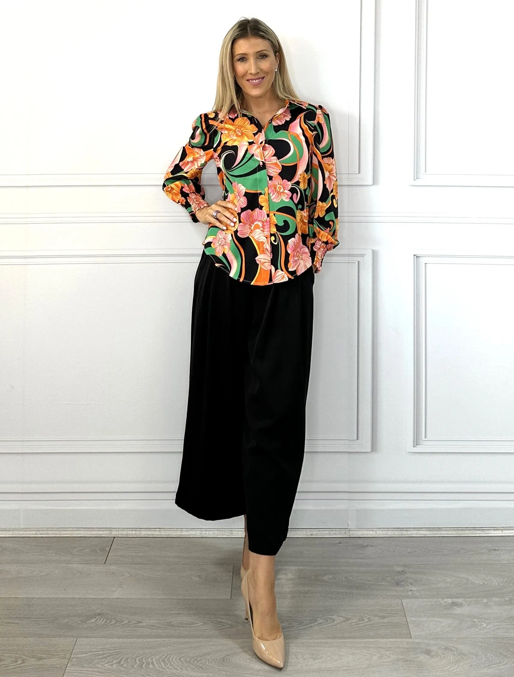Camila Shirt - Black Floral