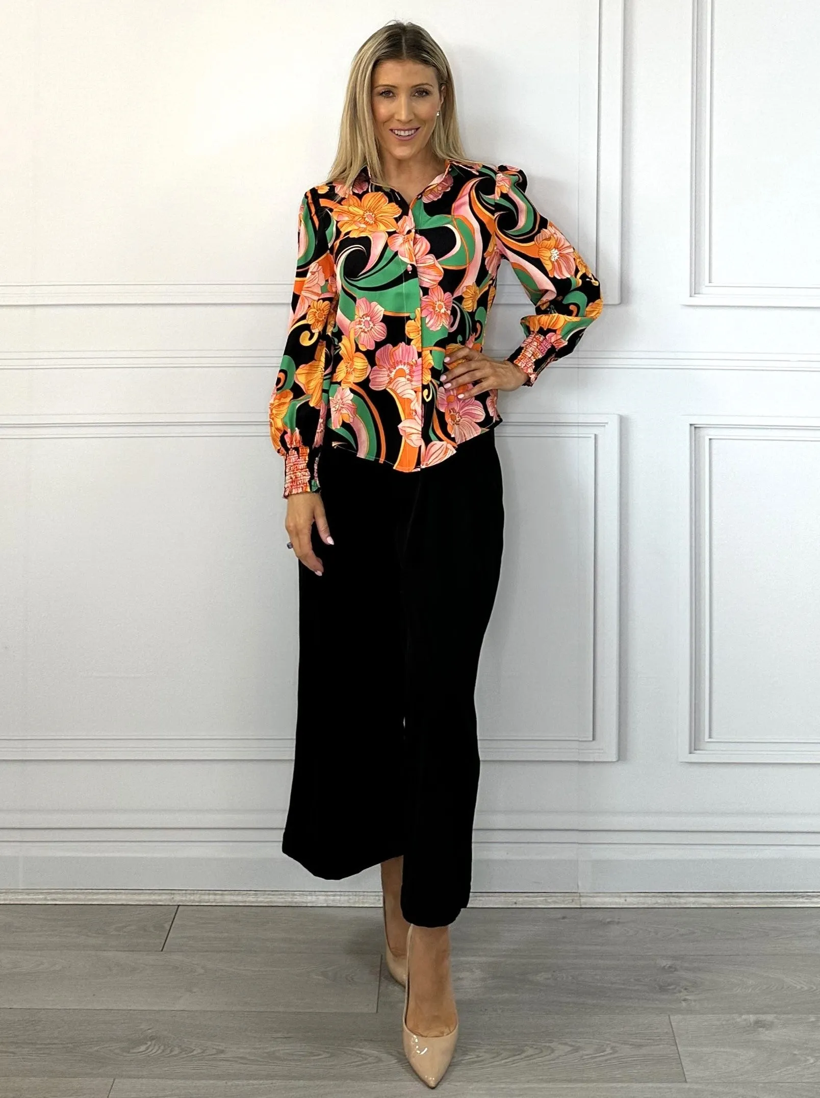 Camila Shirt - Black Floral