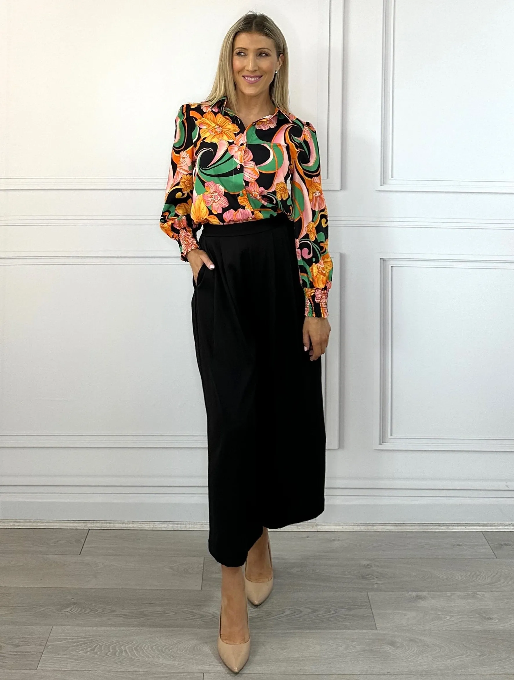 Camila Shirt - Black Floral