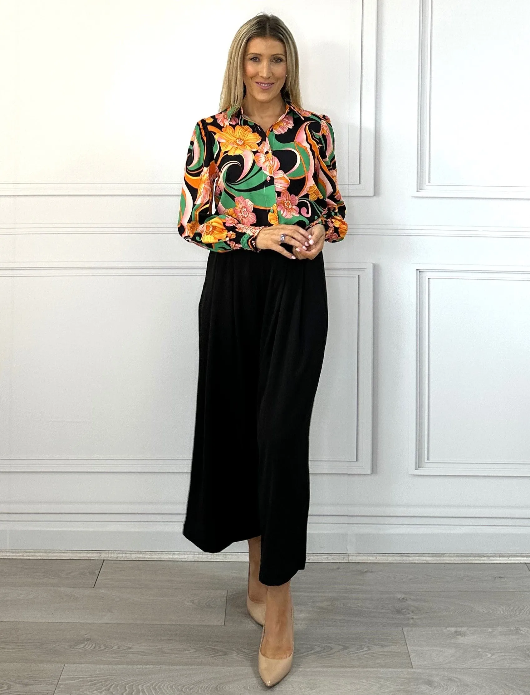 Camila Shirt - Black Floral