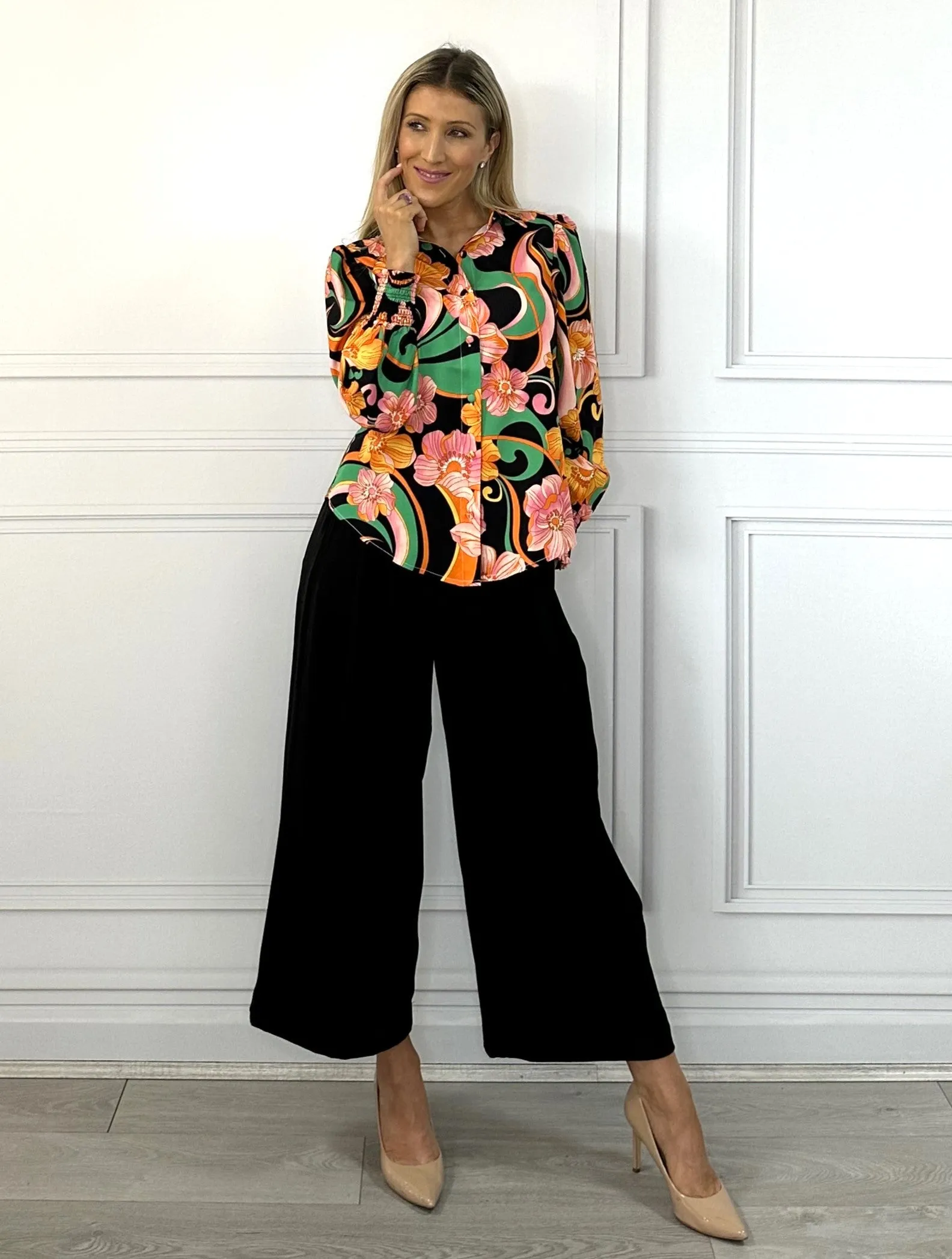 Camila Shirt - Black Floral