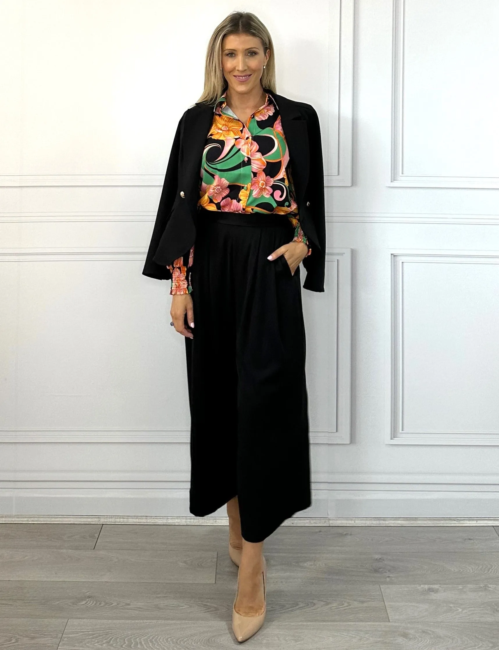 Camila Shirt - Black Floral