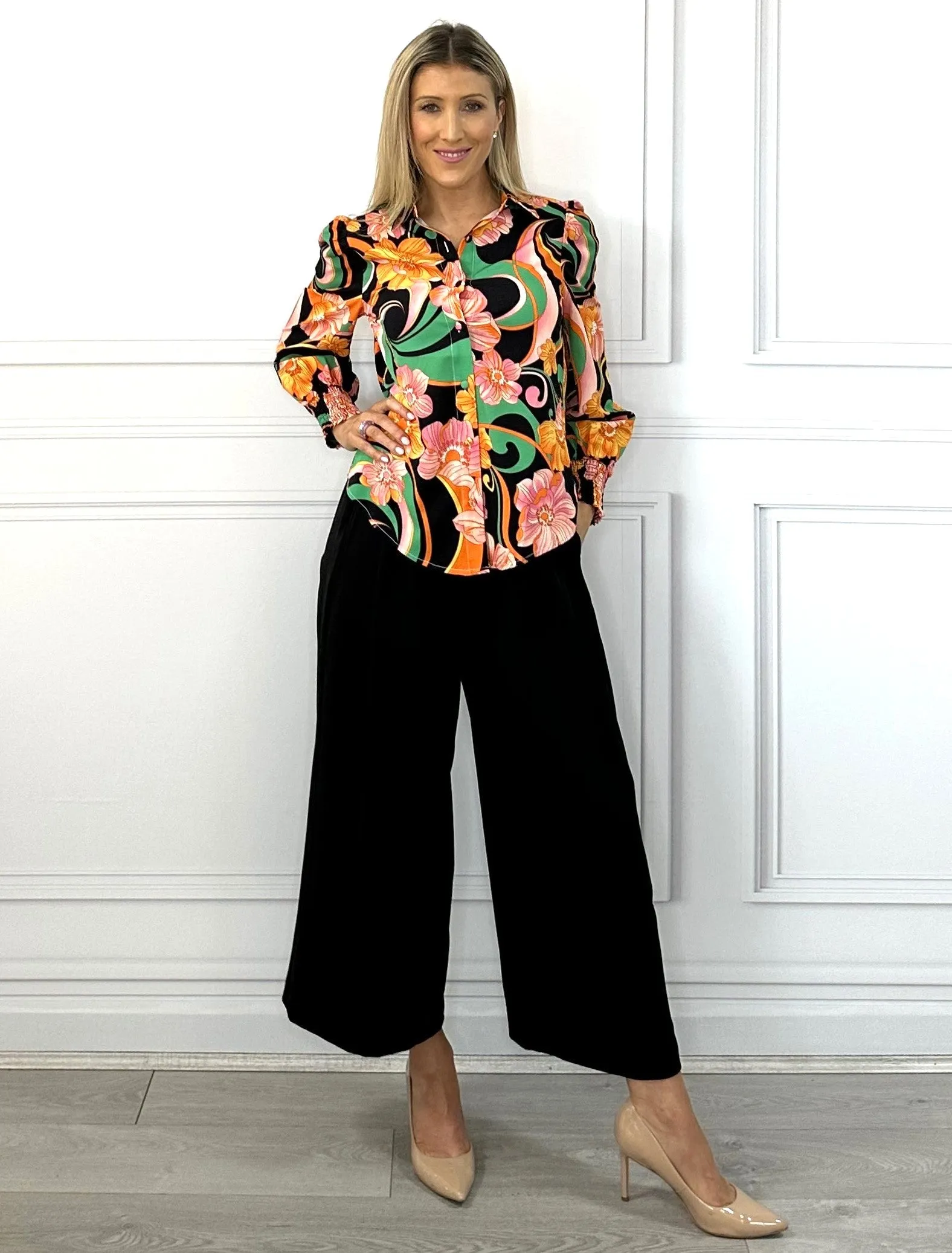 Camila Shirt - Black Floral