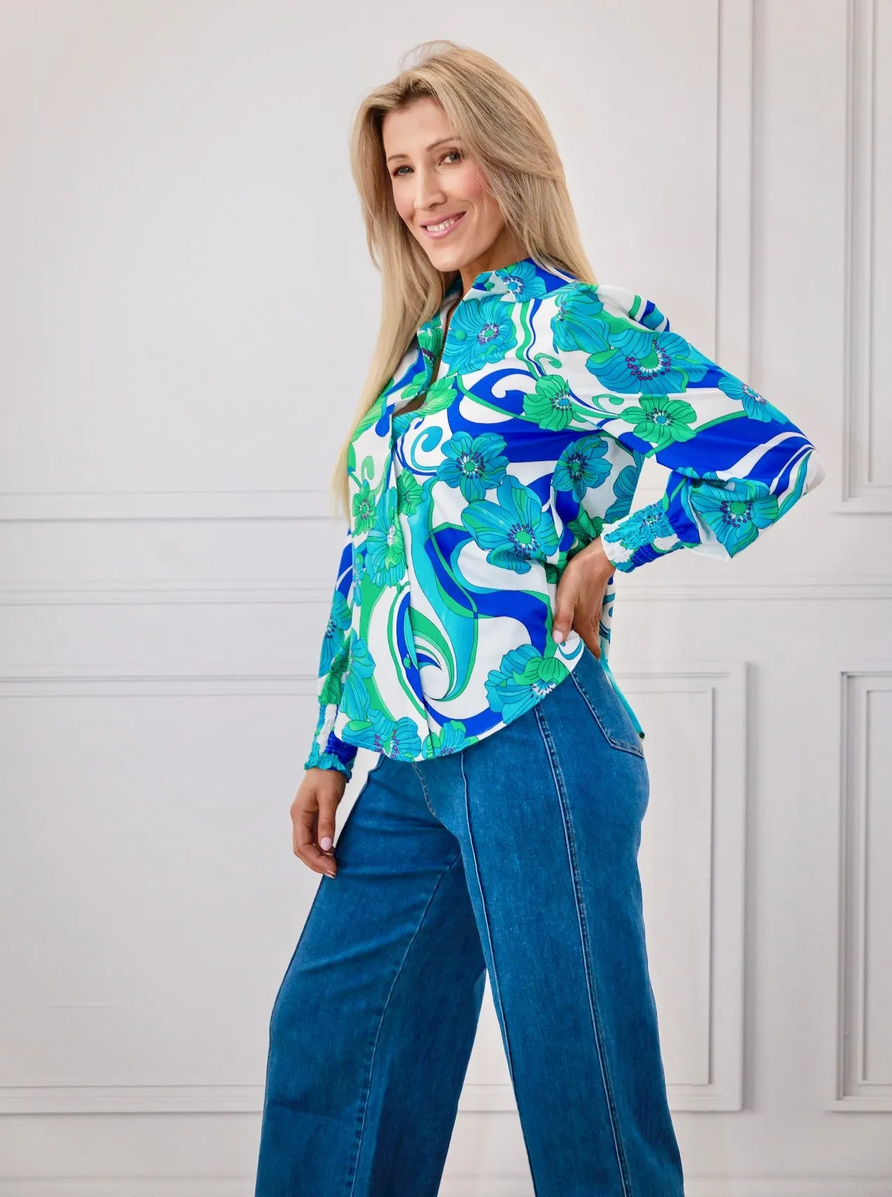 Camila Shirt - Blue Floral