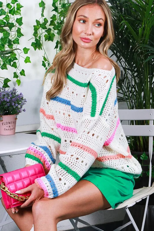 Clara Boat Neck Striped Sweater