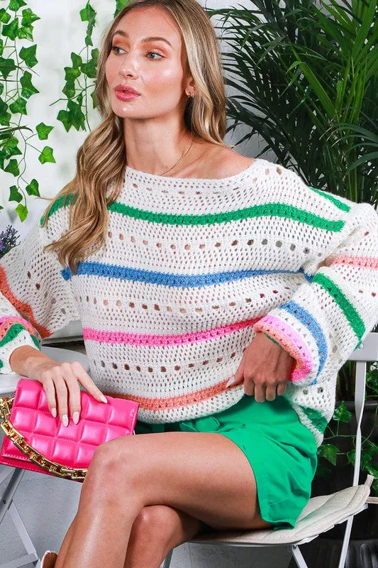Clara Boat Neck Striped Sweater