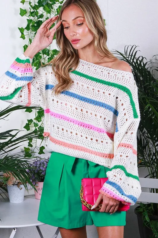 Clara Boat Neck Striped Sweater