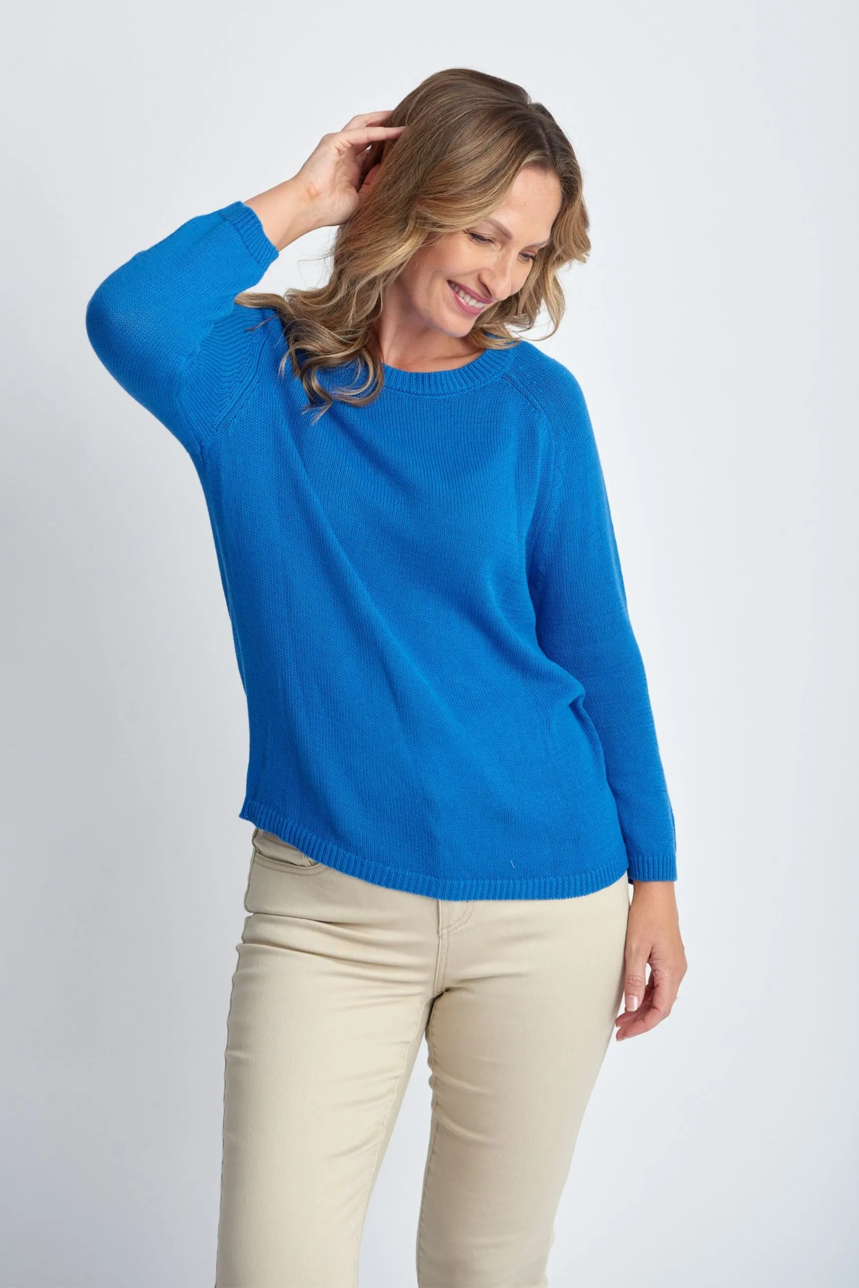Cotton Raglan Jumper Blue