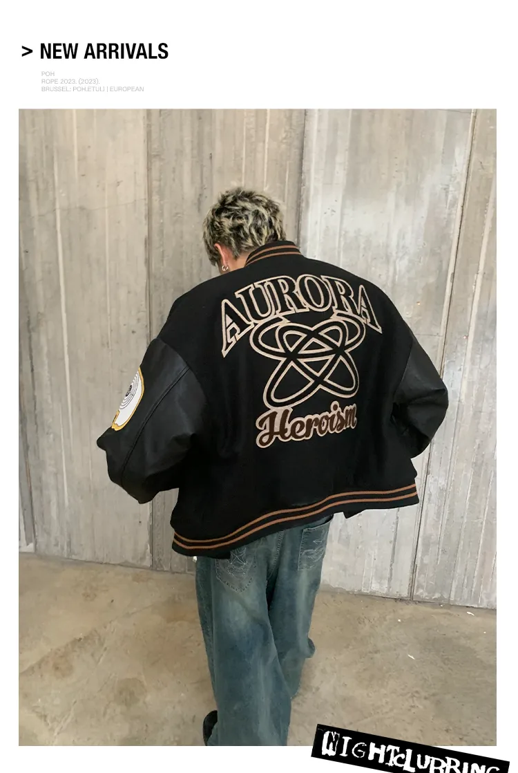Embroidered badge quilted baseball jacket