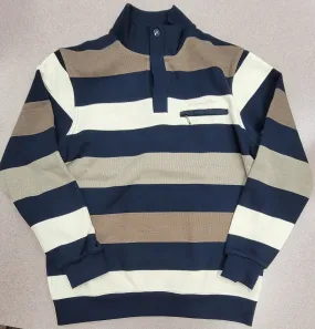 Ethnic Blue - Quarter Zip Mock Neck Pullover - Cotton/Polyester Blend - 97517 Clearance