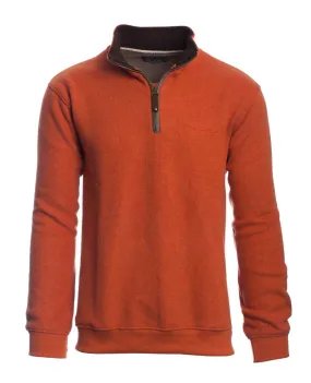 Ethnic Blue - Quarter Zip Mock Neck Pullover - Soft - Brushed Knit Wool Blend - 90120A
