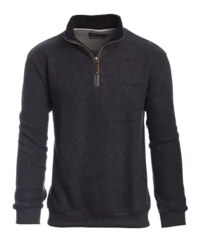Ethnic Blue - Quarter Zip Mock Neck Pullover - Soft - Brushed Knit Wool Blend- 90120E