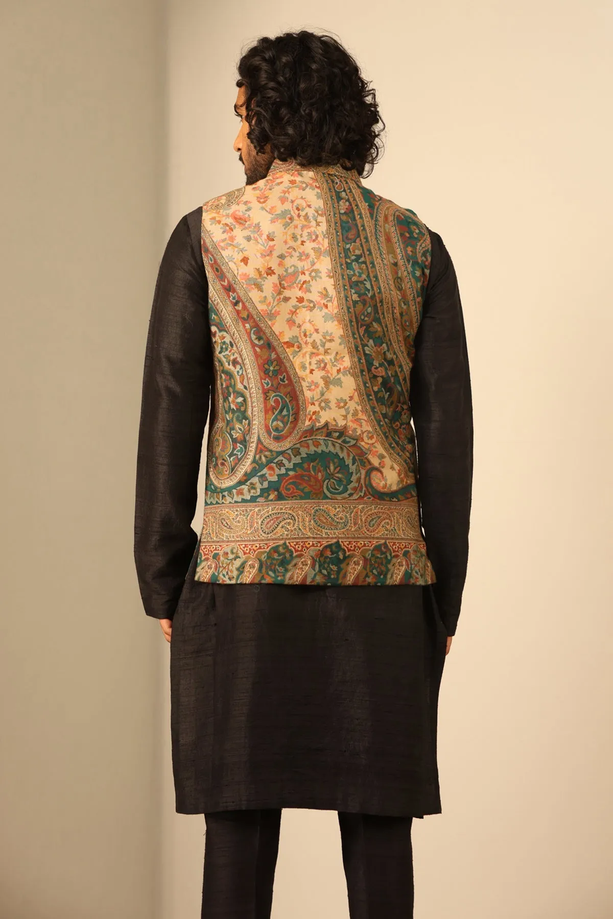 Fine Wool Silk Kashmiri Nehru Jacket for Men | Made To Order
