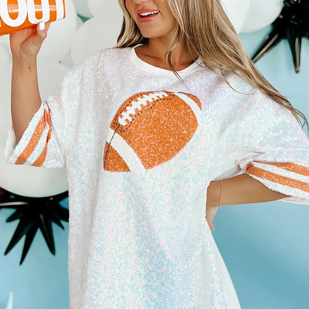 Football Sequin Tee – Sparkle on Game Days
