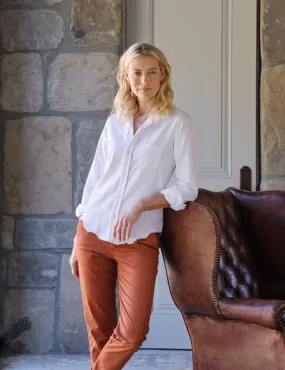 Frank & Eileen - Barry Woven Button Up in White Tattered Wash Denim