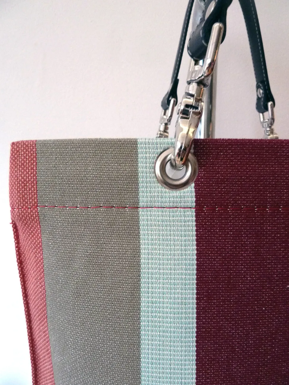 French Cotton Stripe Bags Orange Color Block