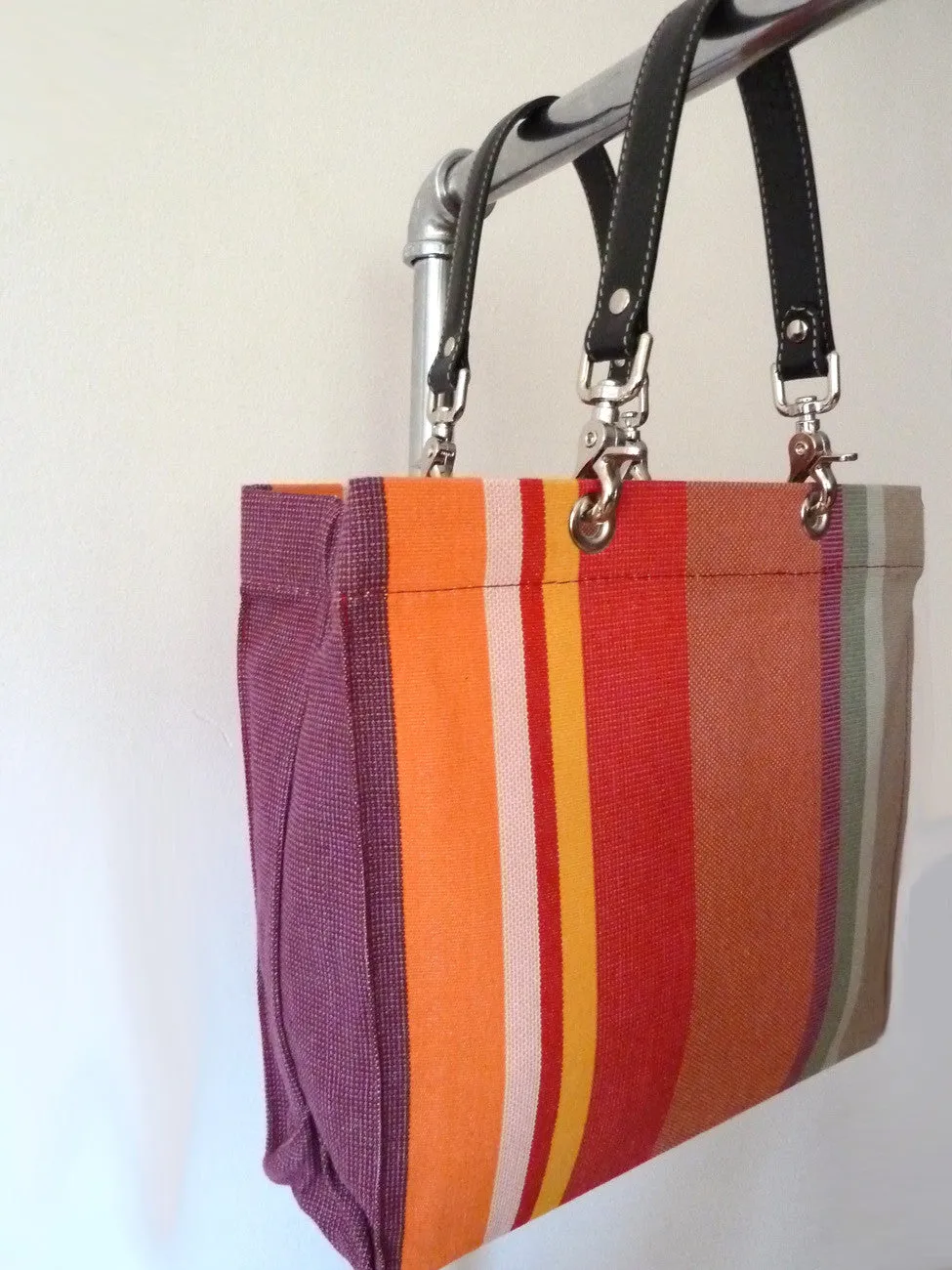 French Cotton Stripe Bags Orange Color Block