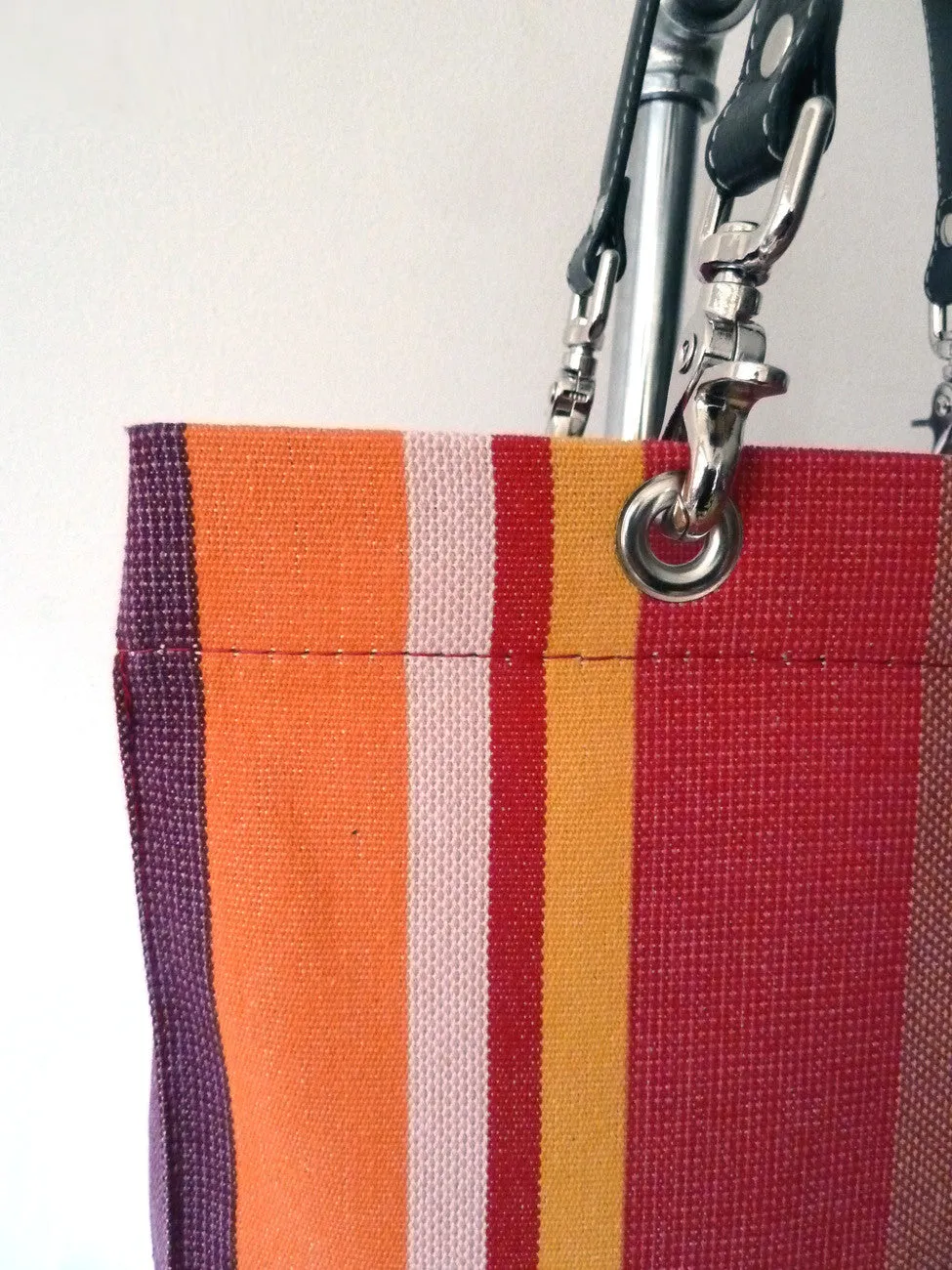 French Cotton Stripe Bags Orange Color Block