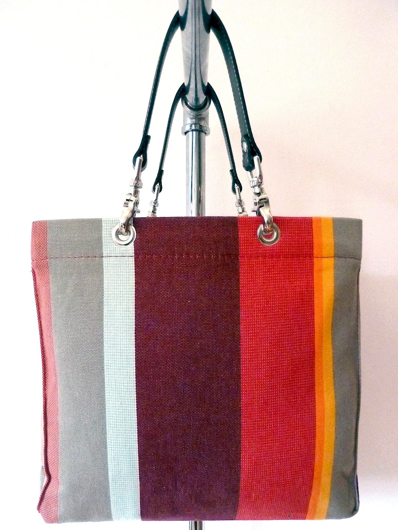 French Cotton Stripe Bags Orange Color Block