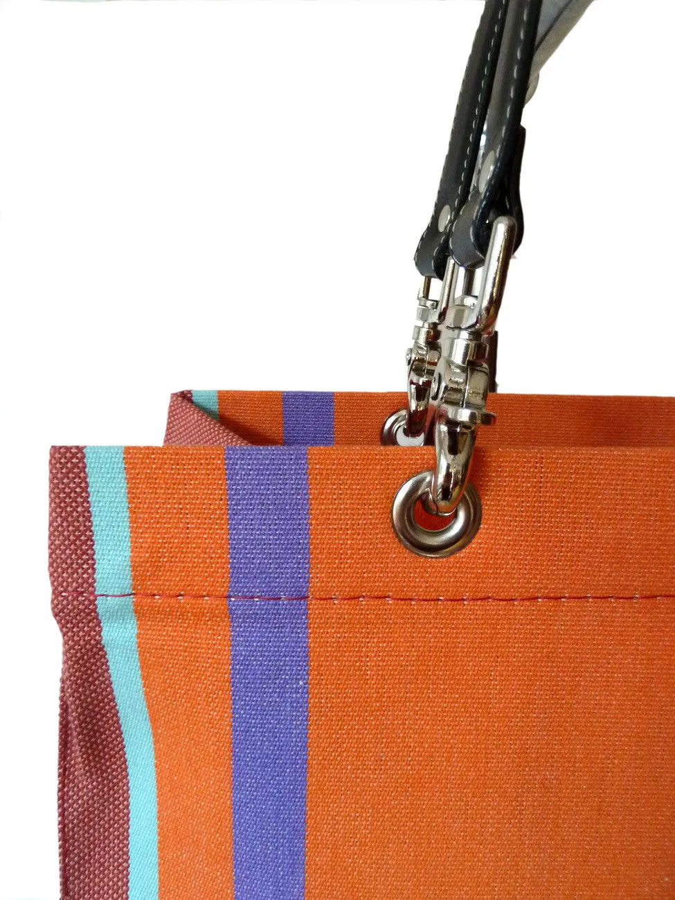 French Cotton Stripe Bags Orange Color Block