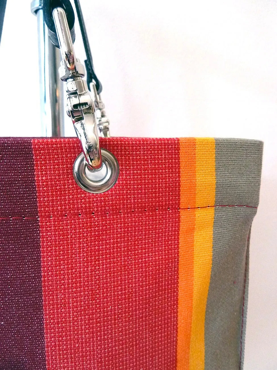 French Cotton Stripe Bags Orange Color Block