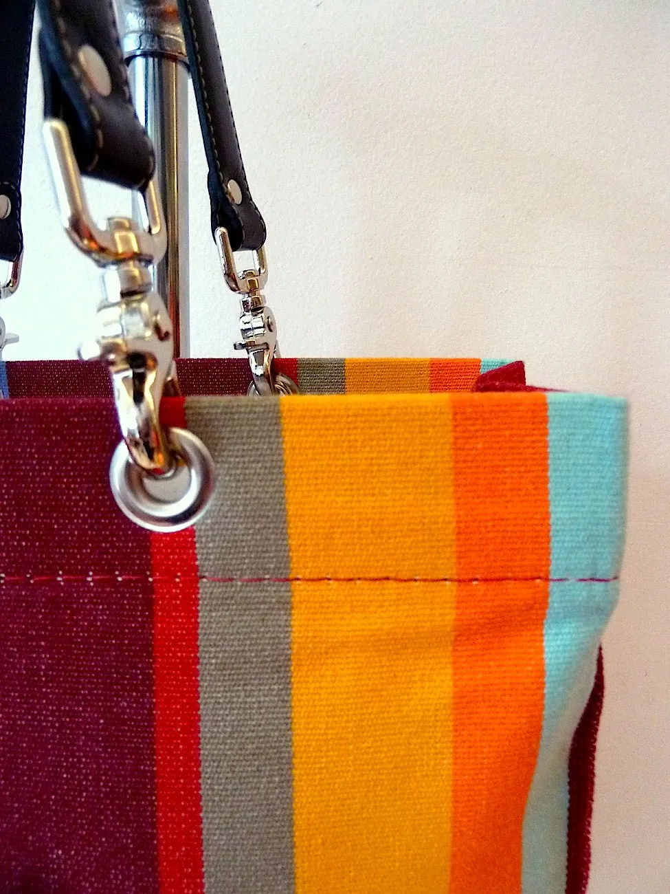 French Cotton Stripe Bags Orange Color Block