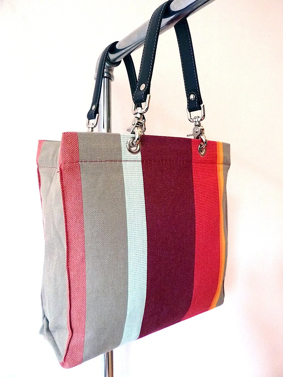 French Cotton Stripe Bags Orange Color Block