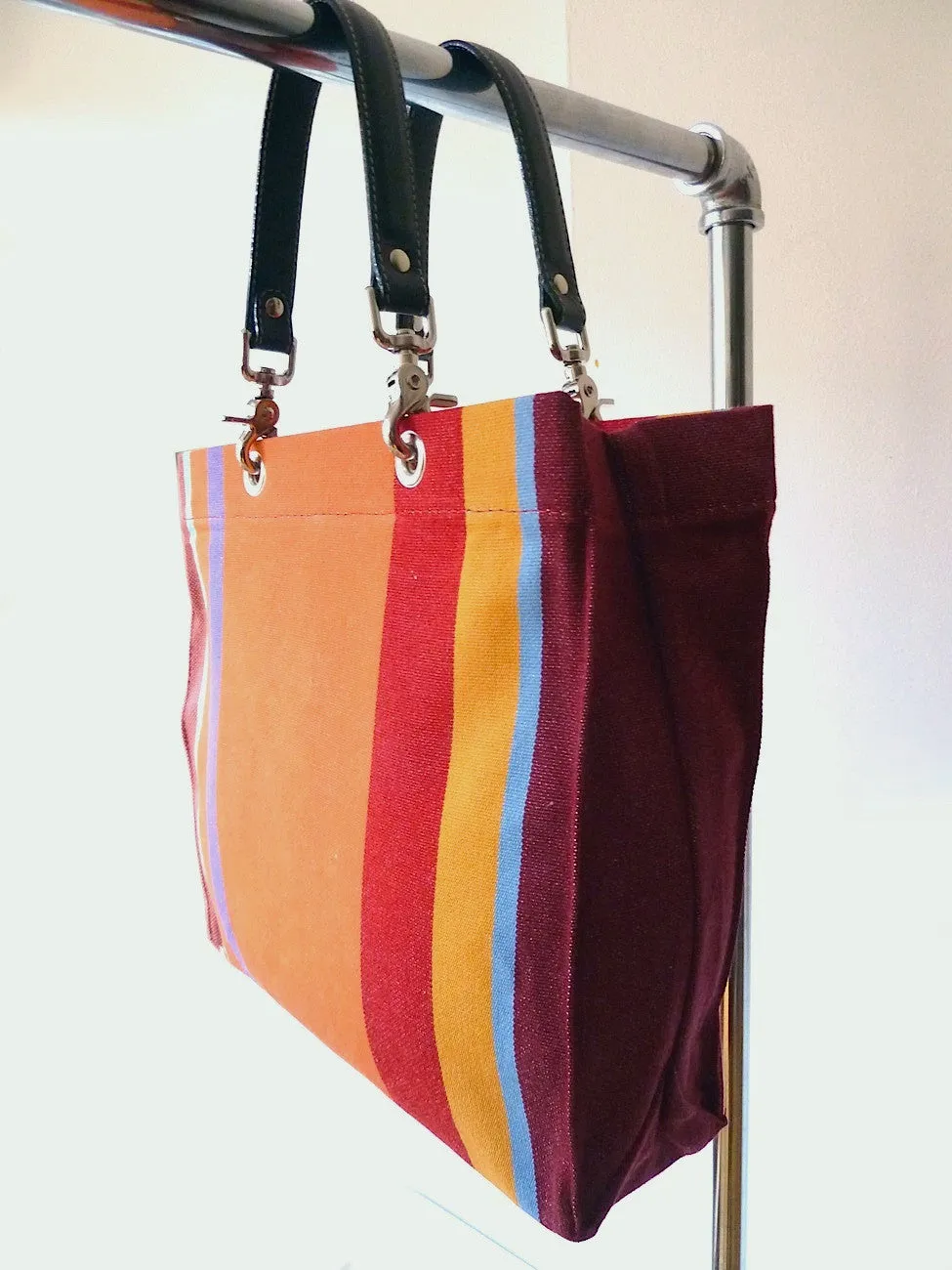 French Cotton Stripe Bags Orange Color Block