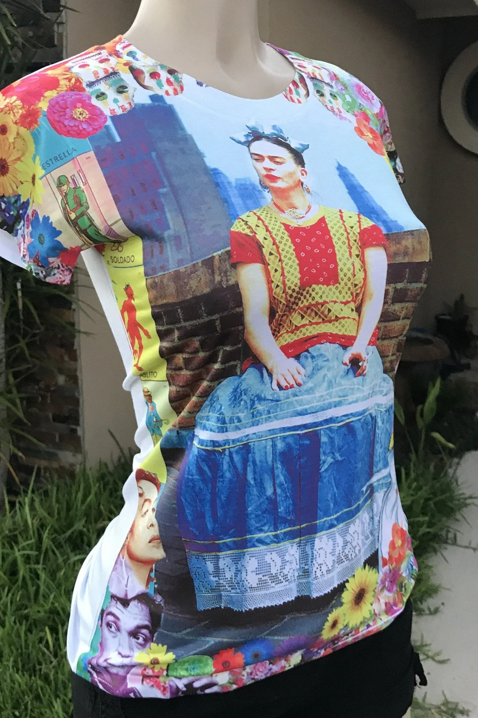 Frida Kahlo Loteria and Mexican Icons Printed T-Shirt