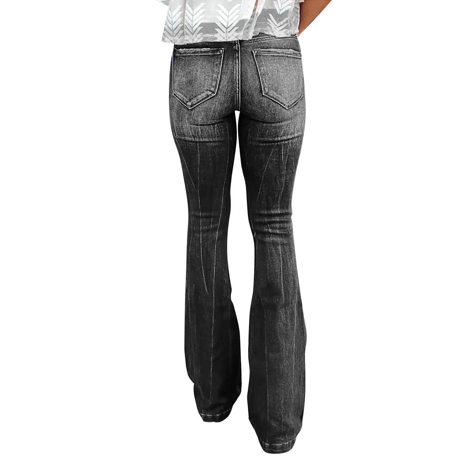 Funki Buys | Pants | Women's High Waist Flare Leg Fly Zip Jean