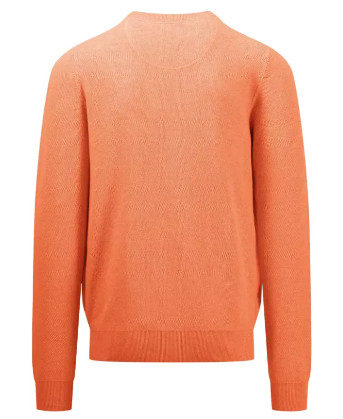 Fynch Hatton - O-Neck Structure Sweater, Papaya