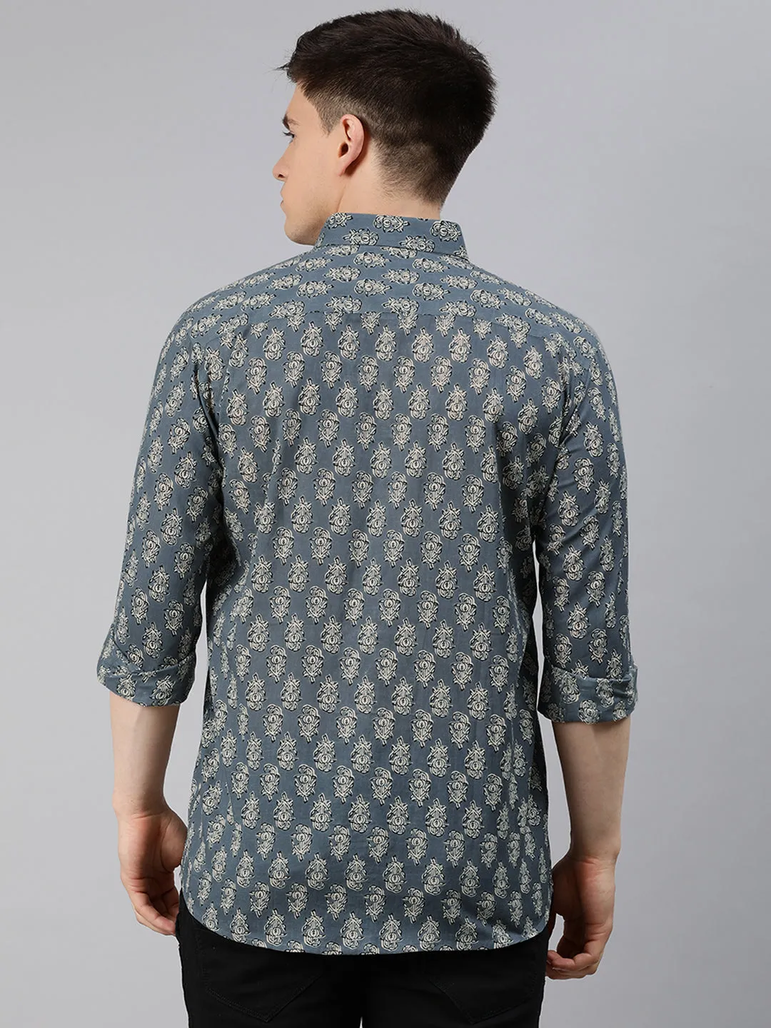 Gray Cotton Full Sleeves Shirts For Men-Mmf0220