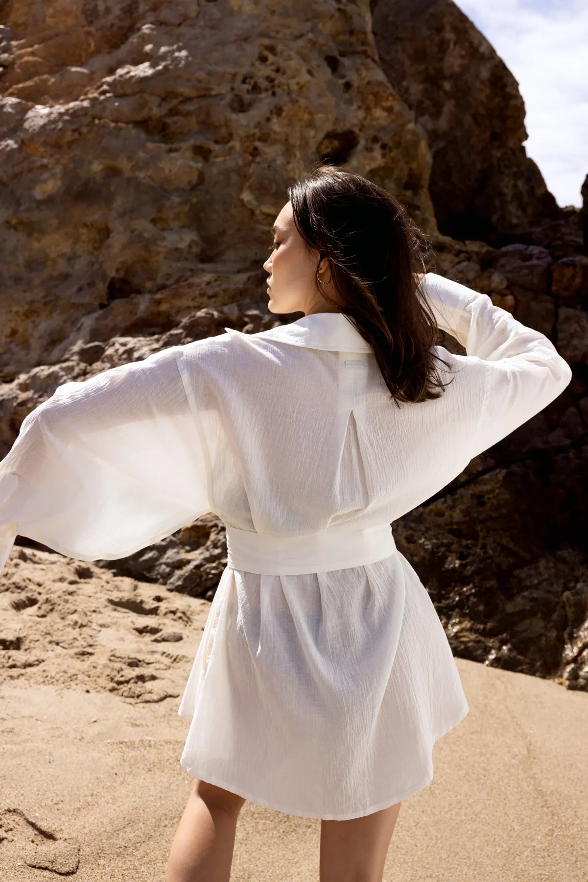 I Need a Vacation Shirt Dress- Coconut Cream