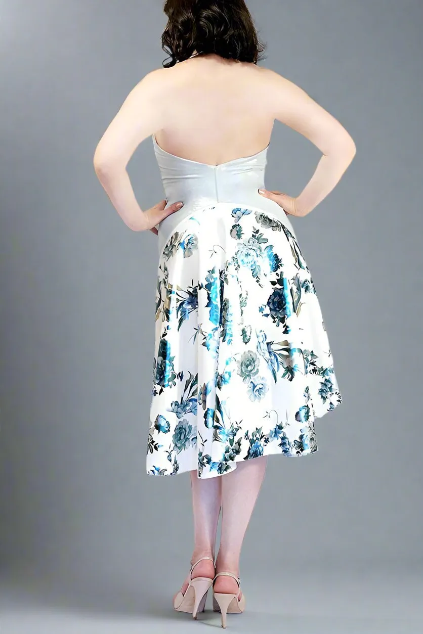ice blue and flowers halter tango dress with tail