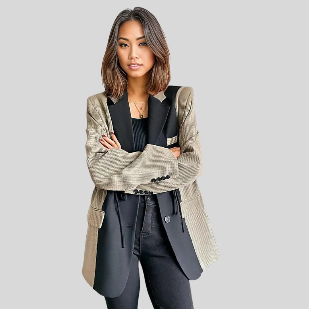Jazz Up Plaid Pattern Oversized Blazer
