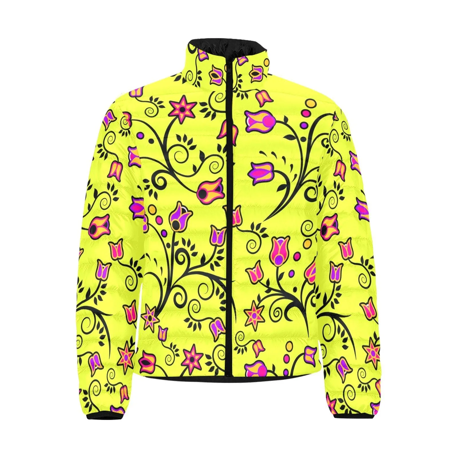 Key Lime Star Men's Stand Collar Padded Jacket