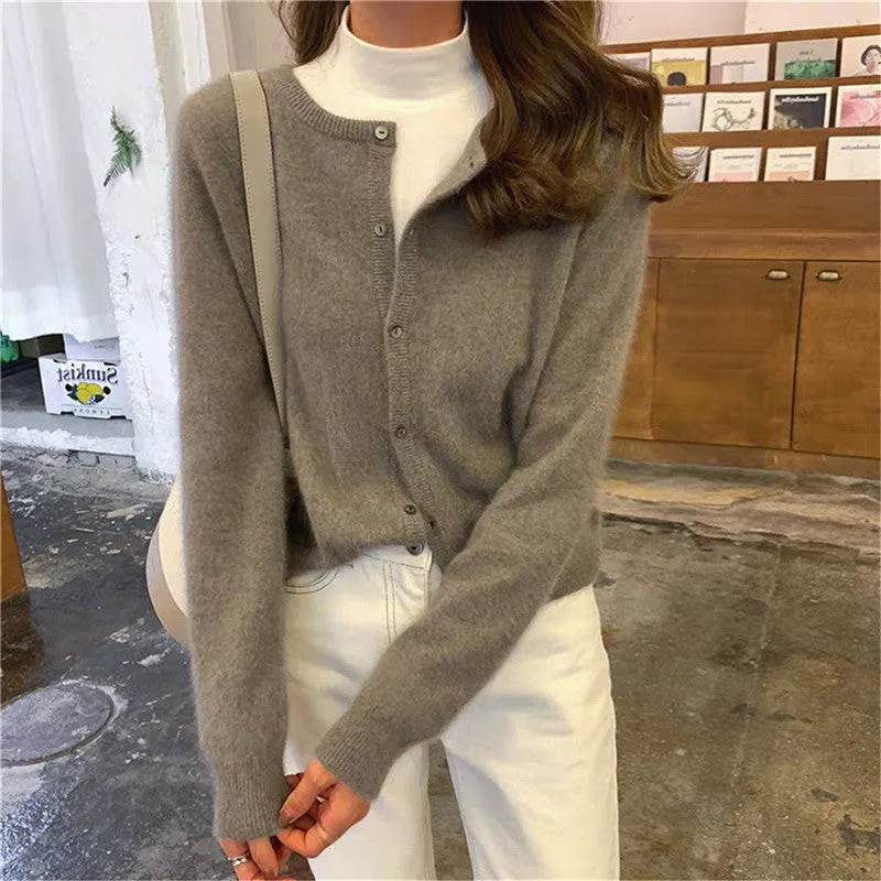Knit Cardigan  Long Sleeve Crew-neck Sweater