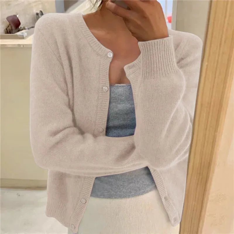 Knit Cardigan  Long Sleeve Crew-neck Sweater
