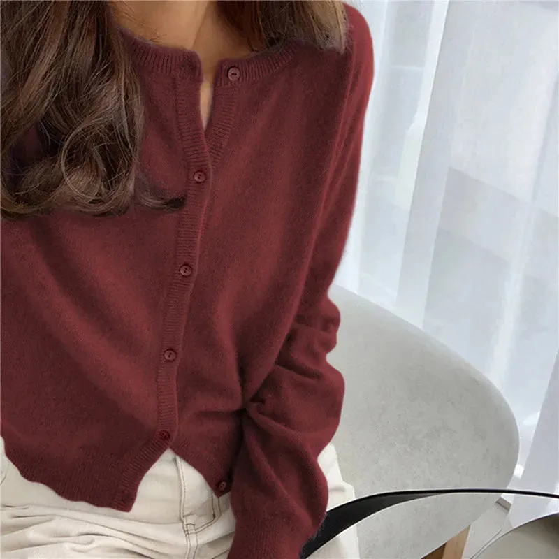 Knit Cardigan  Long Sleeve Crew-neck Sweater